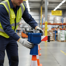 Dark Gray Heavy Duty Retractable Barrier Main Unit - 9 Metre Tape - High Visibility