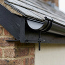 Half Round Aluminium Gutter Rise and Fall Bracket 125mm — Textured Black (in use)