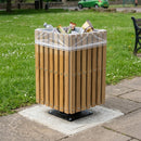 Square Slatted Open Top Litter Bin – 112 Litre Hardwood