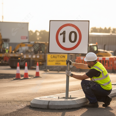 10mph Metal Sign Face - Heavy Duty 750mm for Road Safety