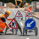 Dark Gray Traffic Management Signs Kit for Road Safety and Closure