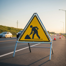 Gray Heavy Duty Temporary Metal Road Sign Frame - 750mm Triangle Design