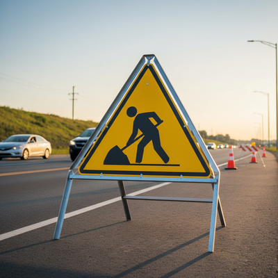 Heavy Duty Temporary Metal Road Sign Frame - 750mm Triangle Design
