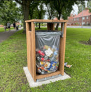 Iroko Hardwood Litter Bin – 98 Litre with Steel Frame