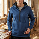 Windproof Stretch Half-Zip Work Hoodie - Deep Blue