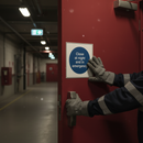 Dark Slate Gray Mandatory Fire Safety Signs - Close at Night and in Emergency Instructions