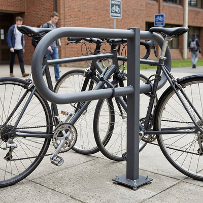 Two-bike cycle rack with galvanised steel, 48mm tube