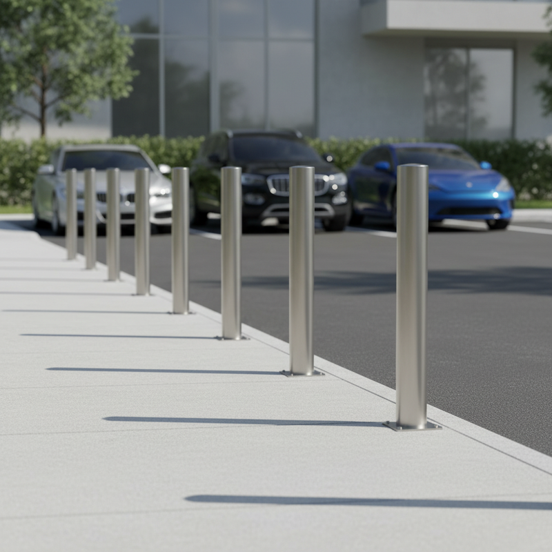 Dim Gray Heavy Duty Fixed Steel Security Bollard - 1500mm Height