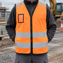 Hi-Vis Class 2 Safety Vest with Zipped Front - Hi-Vis Orange