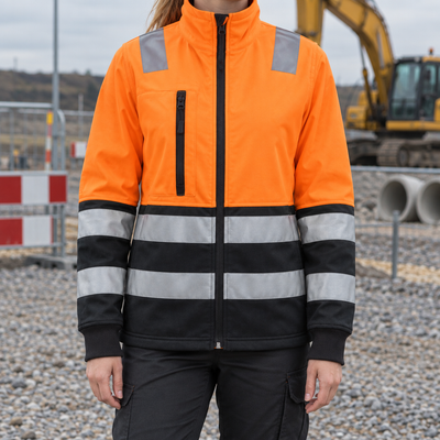Women's Hi-Vis Class 2 Full Zip Jacket ID Holder Hi-Vis Orange/Black
