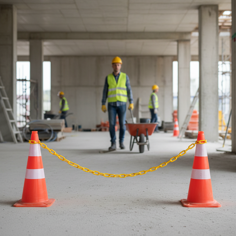 Light Slate Gray Premium High Visibility Yellow Plastic Cone Chain - 2.5m