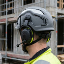 Grey Vented Helmet with Integrated Hearing Protectors