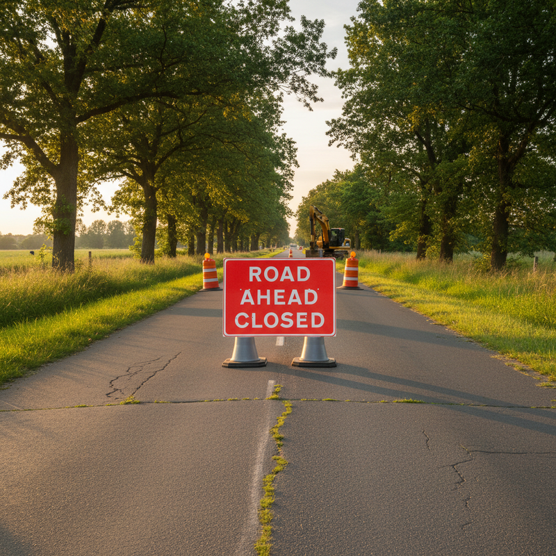 Dark Olive Green High-Performance Road Ahead Closed Cone Sign 1050x750mm