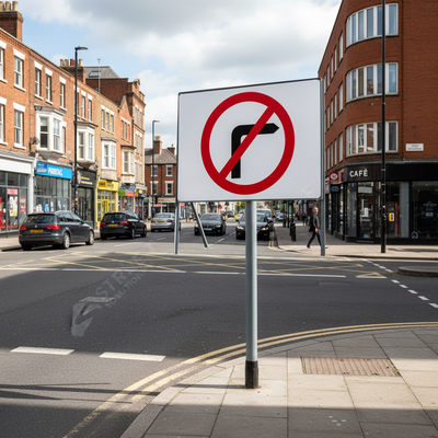 Heavy Duty No Right Turn Metal Sign - 750mm Reflective Safety Sign