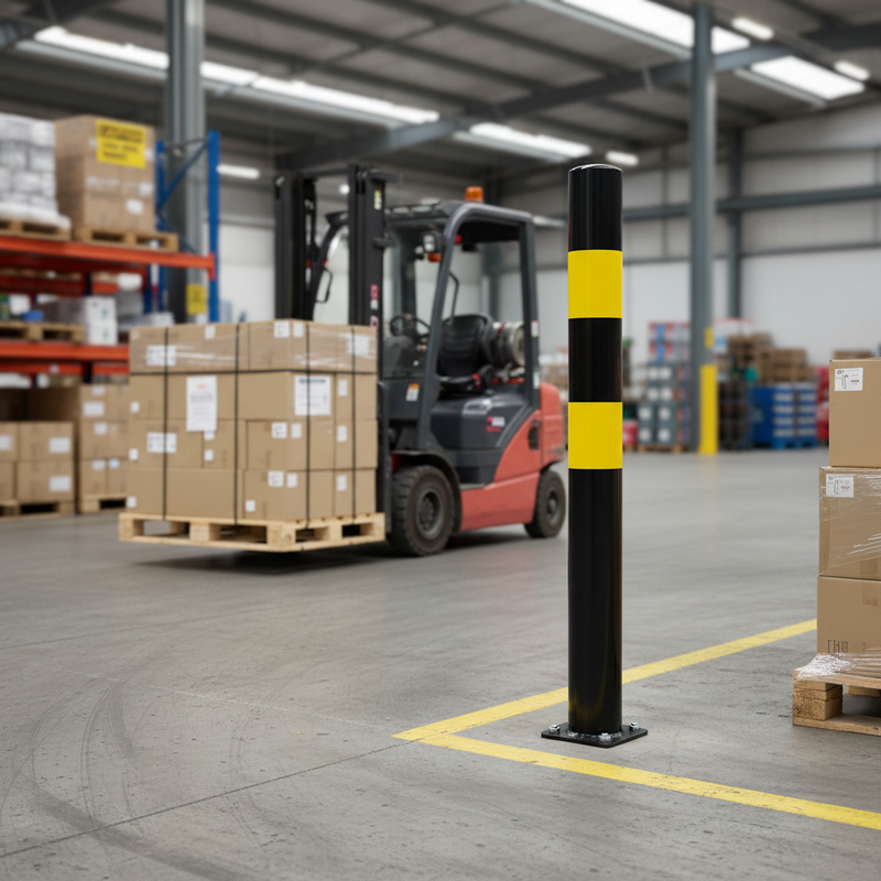 Rosy Brown High Visibility Crash Protection Bollard - 1000mm Above Ground