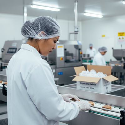 Premium Disposable Hairnet Pack of 100 - White for Hygiene and Comfort