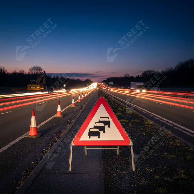 Dark Slate Gray Premium Slippery Road Surface Triangle Metal Sign 750mm