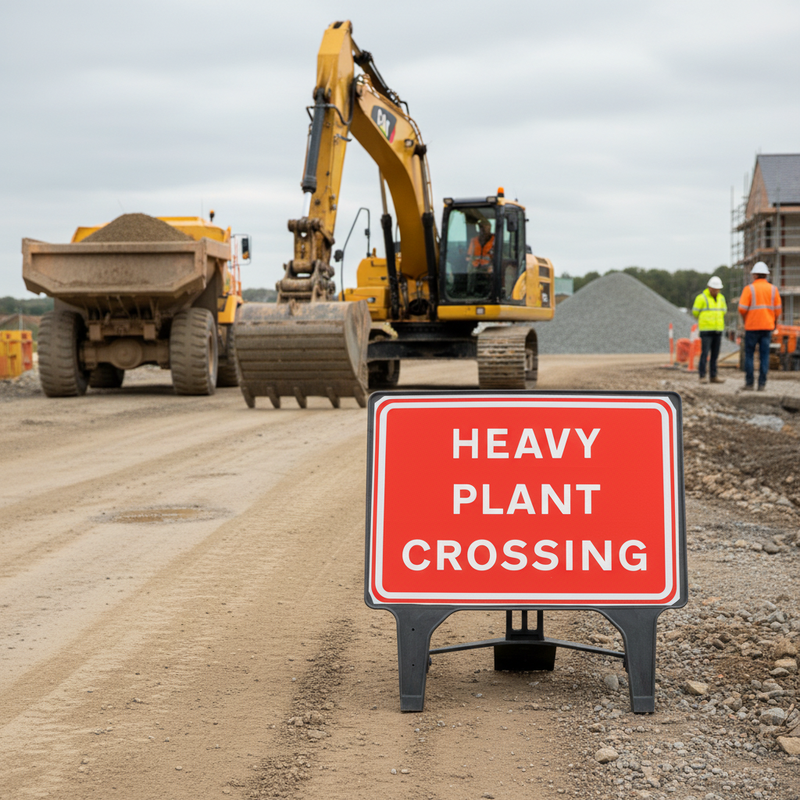 Rosy Brown Premium Heavy Plant Crossing Road Sign 1050x750mm