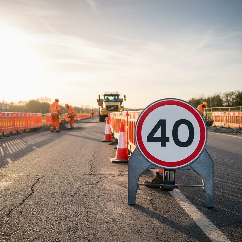 Gray High-Performance 40mph 750mm Q-Sign for Road Safety