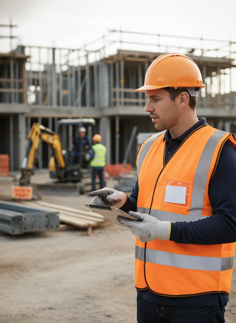 Rosy Brown Premium Hi-Vis Vest with ID Pocket - Pack of 10, Orange