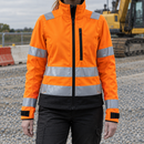 Women's High-Vis Orange/Black Softshell Work Coat - Class 2/3