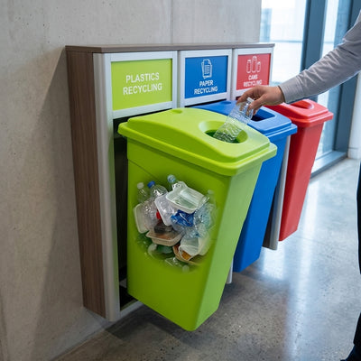87 Litre office recycling bin - colour-coded polyethylene