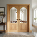 Internal Oak Door Fully Finished Farley Arched Square Top 1 Light Obscure Glass