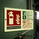 Glow in the Dark CO2 Fire Extinguisher Sign 105×155mm PVC