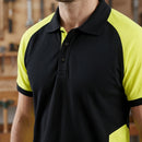 Two-Tone Polo Shirt with Raglan Sleeves - Black/Neon Yellow