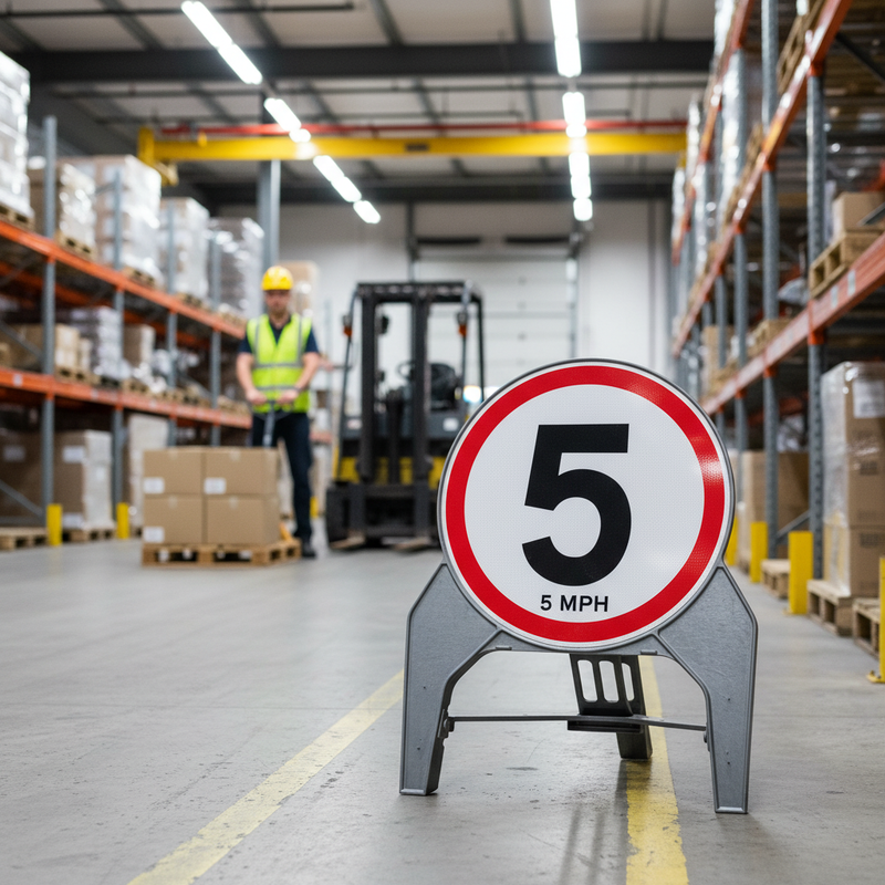 Dark Gray High-Performance 5mph 750mm Q-Sign for Traffic Management