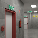 Dim Gray Heavy Duty Fire Exit Sign - Down Right Arrow for Emergency Escape