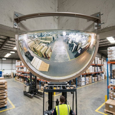 800mm diameter PMMA quarter-sphere industrial safety mirror 180°