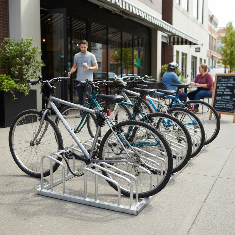 Gray Heavy Duty Double Sided Bike Rack for 6 to 12 Bicycles