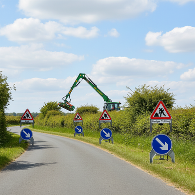 Premium Traffic Management Signs Kit for Hedge Cutting Use