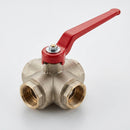 3/8" BSP Female 3-Way T Port Ball Valve, 40 Bar, Brass (view 2)