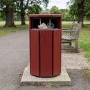 Wooden Octagonal Litter Bin – 100 Litre, Hardwood with Galvanised Steel