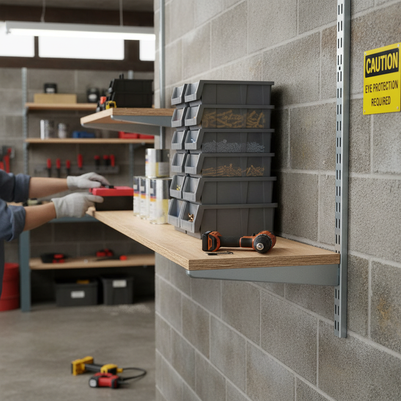 Dim Gray Premium Twin Slot Bracket - Adjustable Steel Shelf Support