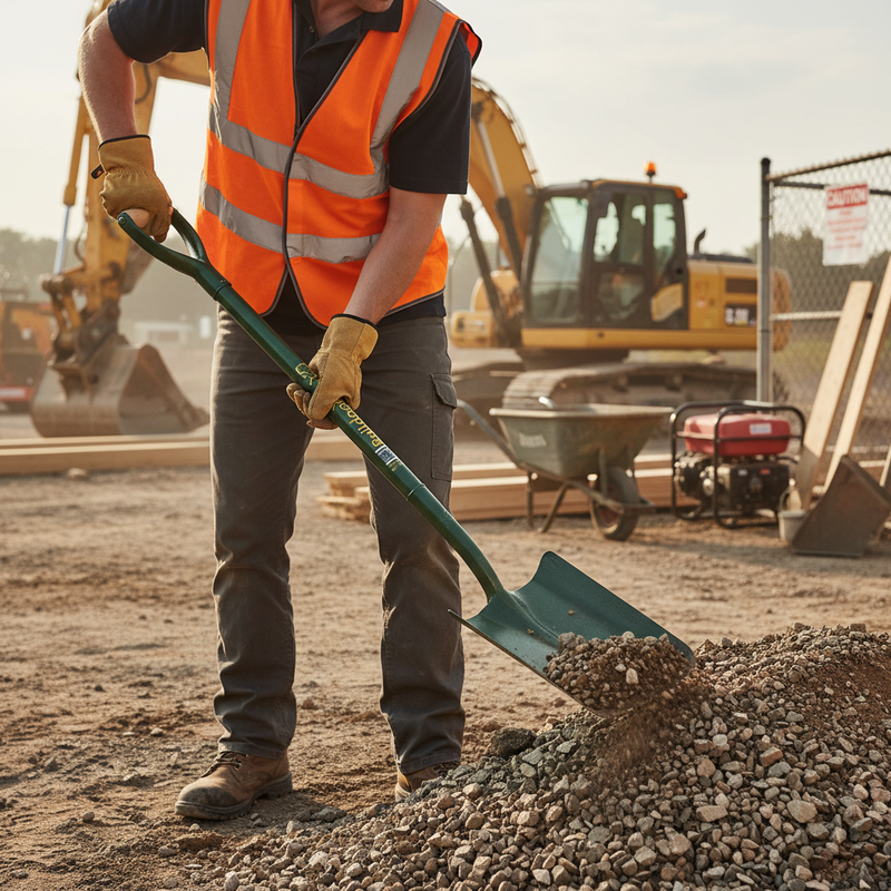 Dim Gray Premium Steel Square Shovel with Softwood Handle - Heavy Duty Construction