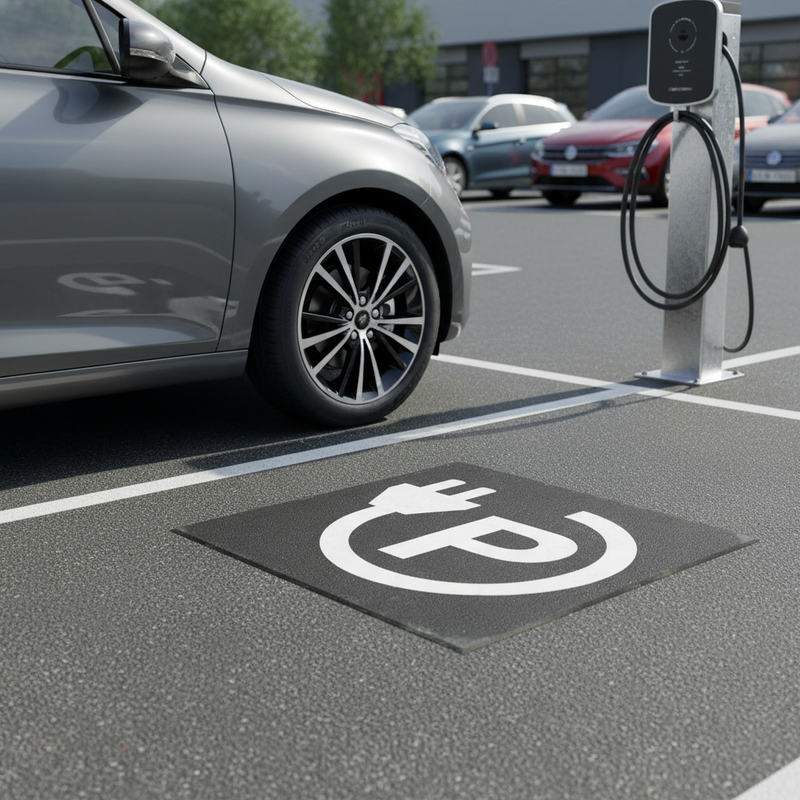 Dim Gray Premium Thermoplastic EV Parking Place Symbol for Long-Lasting Marking