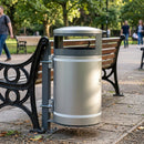 95 Litre Circular Closed Top Litter Bin – Galvanised Steel