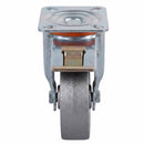 White Smoke Pressed Steel Braked Swivel Castors With Grey Cast Iron Wheel - 80mm & 100mm