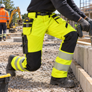 Class 2 Hi-Vis Trousers, Detachable Holsters - Yellow/Black