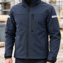 Softshell Work Jacket with Windproof Collar - Navy/Black