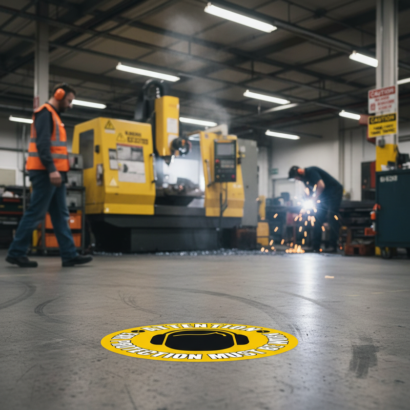 Dim Gray Premium Ear Protection Required Floor Sign - Slip Resistant Vinyl