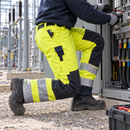 Hi-Vis Class 2 Fire Retardant Work Trousers - Hi-Vis Yellow/Navy