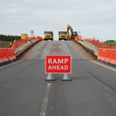 Dim Gray Premium Ramp Ahead Cone Sign - 1050 x 750mm (Double Cone)