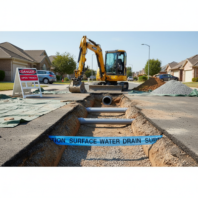 Premium Underground Warning Tape for Surface Water - 150mm x 365m