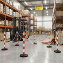 Dark Gray Premium Plastic Post & Chain Barrier Kit - 6 Post Set for Safety