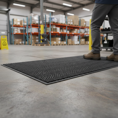 Heavy Duty Chevron Floor Mat - Charcoal Color for High Traffic Areas