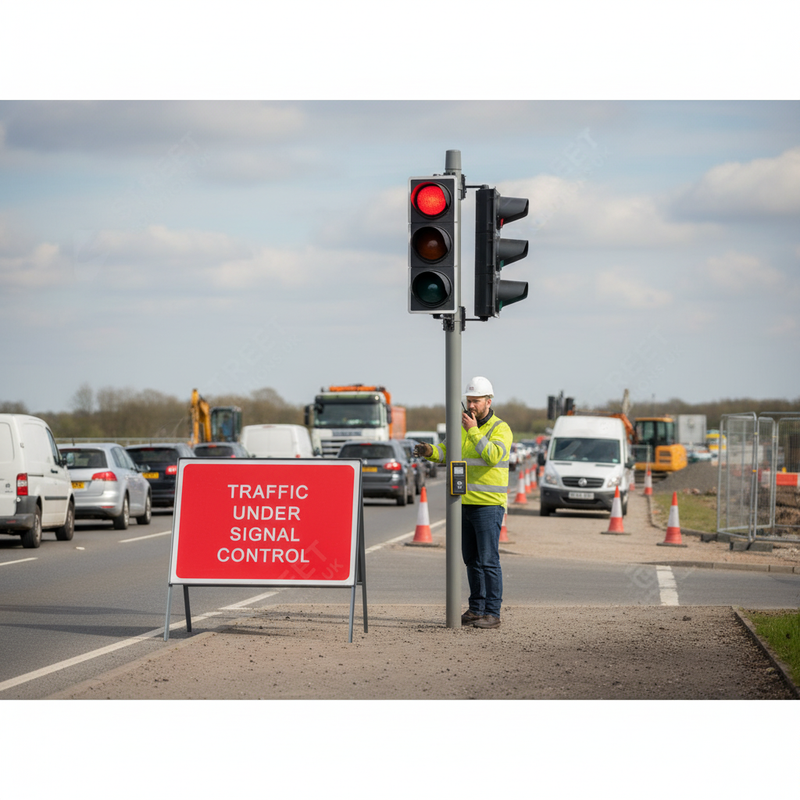 Dark Gray Heavy Duty Traffic Under Signal Control Metal Sign Face - 1050mm x 750mm